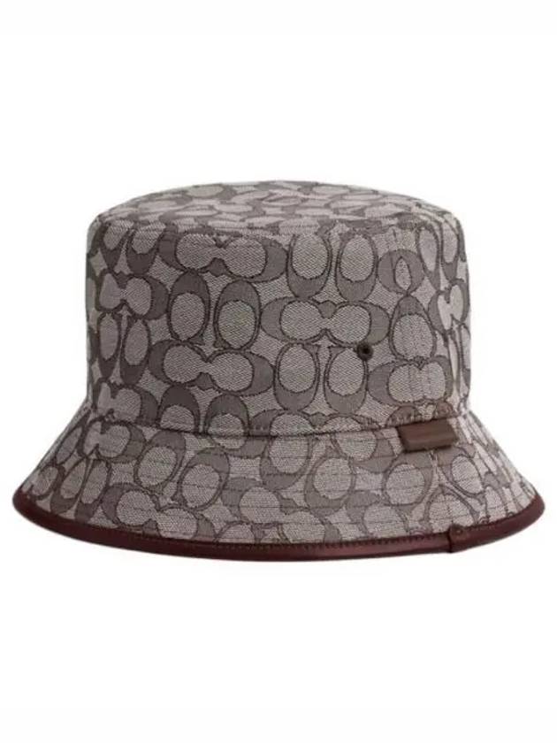 Signature Jacquard Bucket Hat Brown Grey - COACH - BALAAN 2