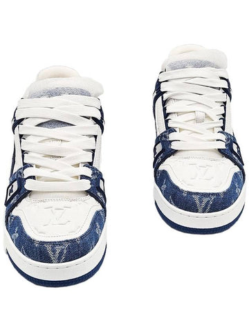 Louis Vuitton 1AAV8Q Blue LV Trainer Sneakers 4 - LOUIS VUITTON - BALAAN 1