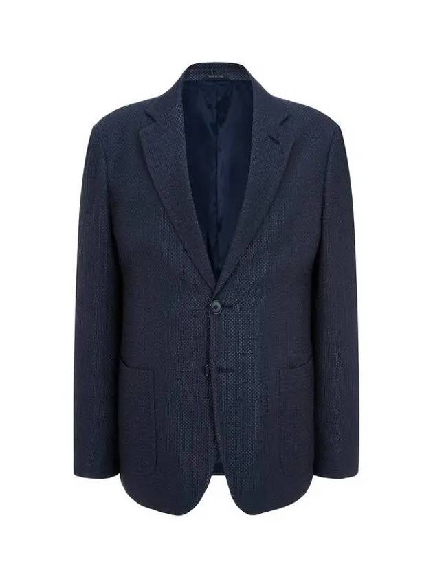 Men s Honeycomb Pattern Tissue Single Jacket Dark Navy 270251 - GIORGIO ARMANI - BALAAN 1