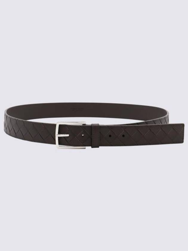 Intrecciato Leather Belt Dark Brown - BOTTEGA VENETA - BALAAN 3