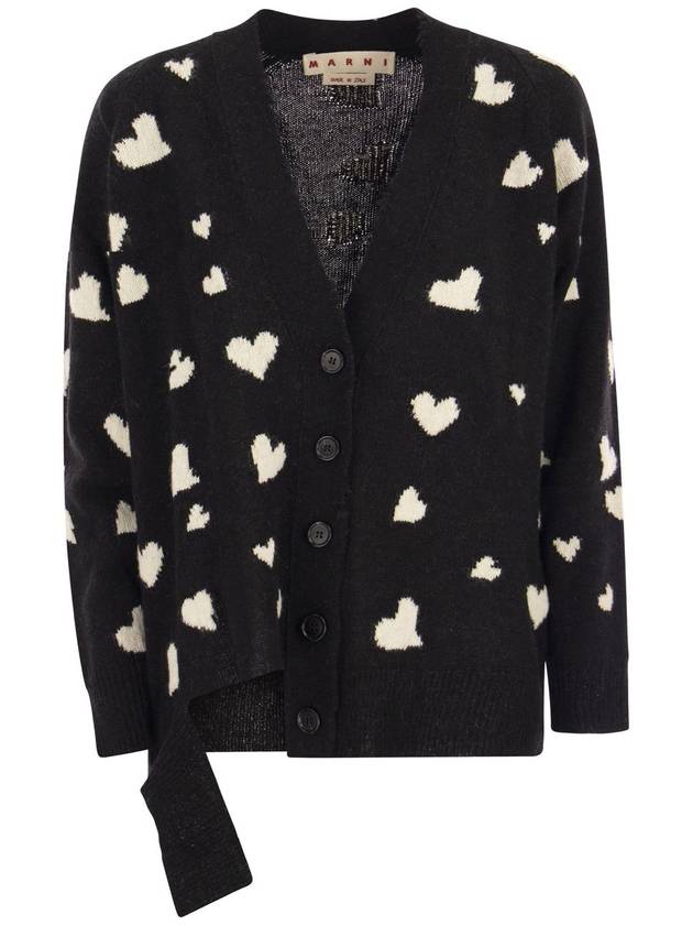 Bunch of Hearts Wool Cardigan Black - MARNI - BALAAN 2