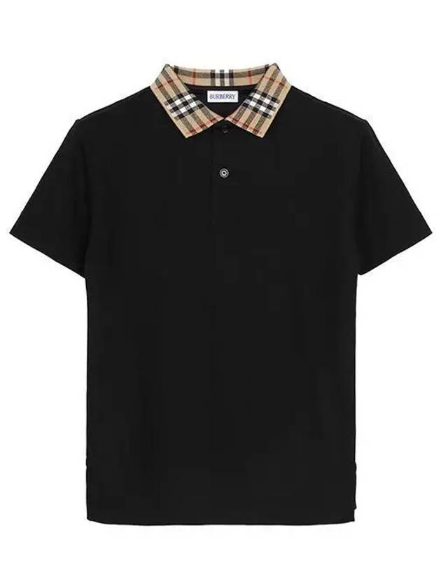 Kids Check Collar Polo Short Sleeve T-Shirt Black - BURBERRY - BALAAN 2