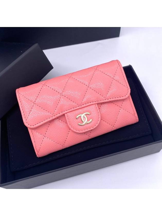 25C Clutch Classic Card Holder Wallet Caviar Coral Pink Gold Plated AP0214 - CHANEL - BALAAN 3