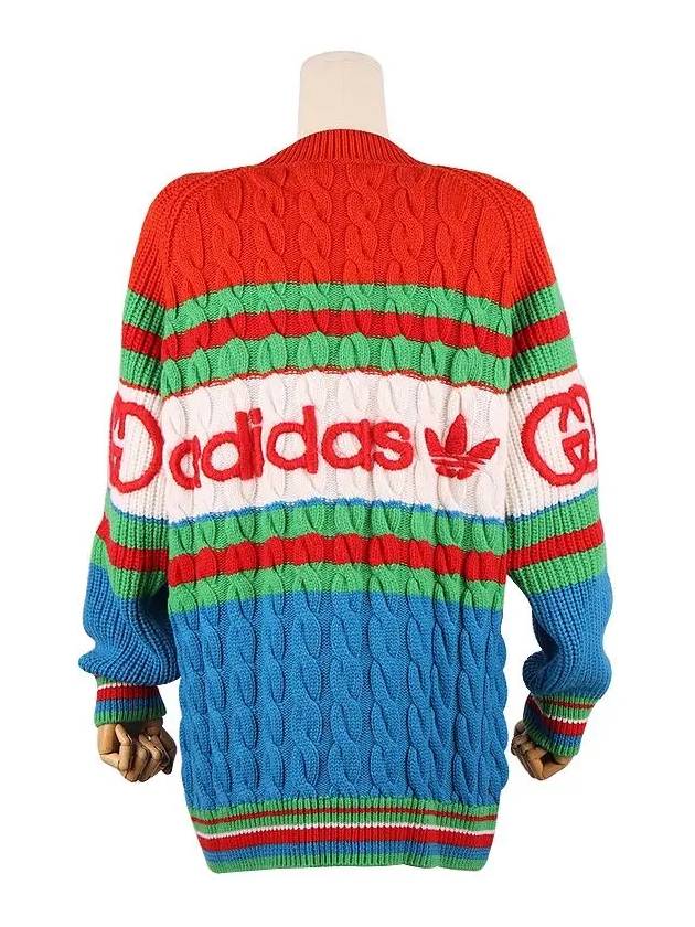 x Adidas logo striped knit sweater 717722 XKCQ3 4775 - GUCCI - BALAAN 3