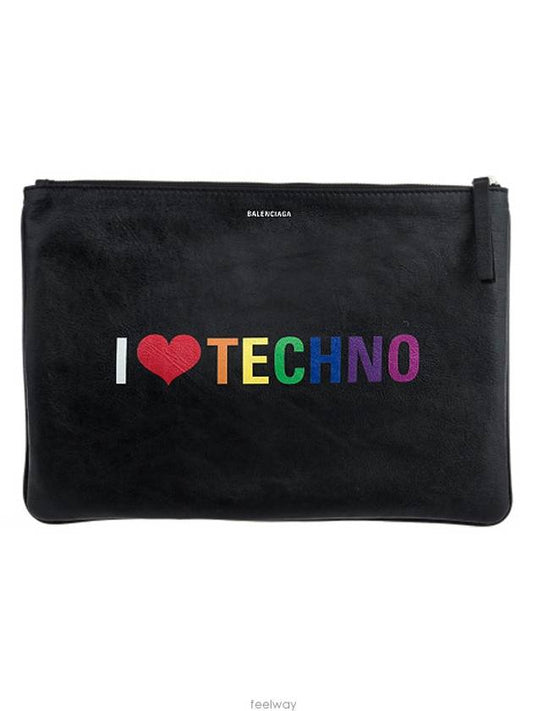 I Love Techno Clutch Bag Black - BALENCIAGA - BALAAN 2