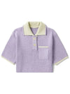 Le Maille Arco Contrasted Cropped Knit Polo Shirt Purple - JACQUEMUS - BALAAN 3