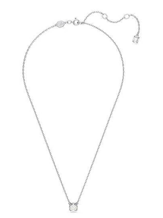 Stilla Round Zirconia Pendant Necklace Silver - SWAROVSKI - BALAAN 3