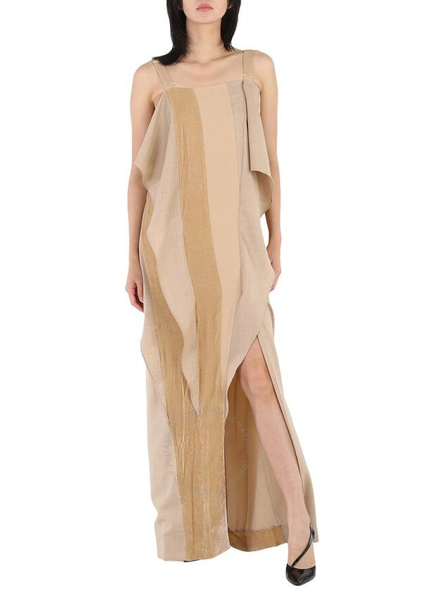 Burberry Panelled Wool Silk And Velvet Gown With Feather Detail, Brand Size 10 (US Size 8) - BURBERRY - BALAAN 1