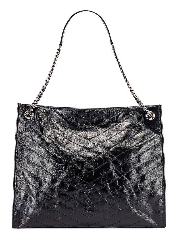 Crinkled Leather Niki Shoulder Bag Black - SAINT LAURENT - BALAAN 1