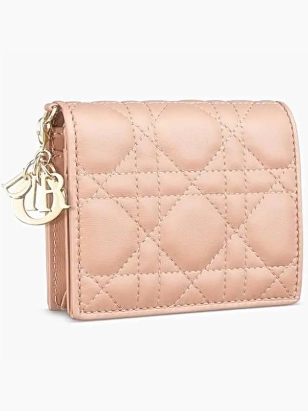 Lady Cannage Small Lambskin Half Wallet Rose Des Vents - DIOR - BALAAN 4