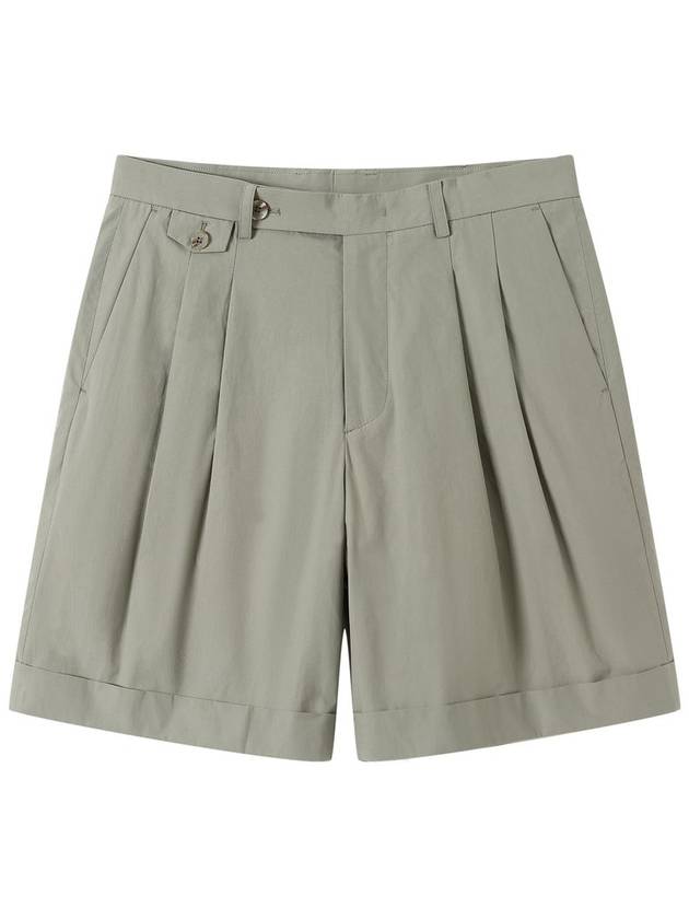 Cotton Two-Tuck Shorts Olive Green - SOLEW - BALAAN 2