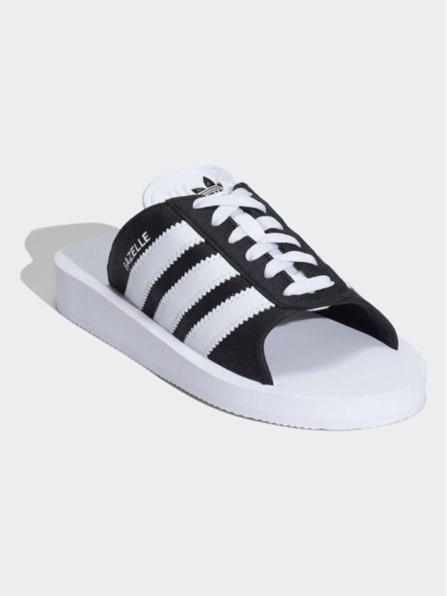 Adidas Gazelle Beach Slides Core Black White JQ7421 - ADIDAS ORIGINALS - BALAAN 4