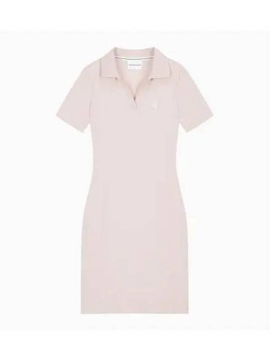 Jeans Polo Collar Rib Short Dress Pink - CALVIN KLEIN - BALAAN 1