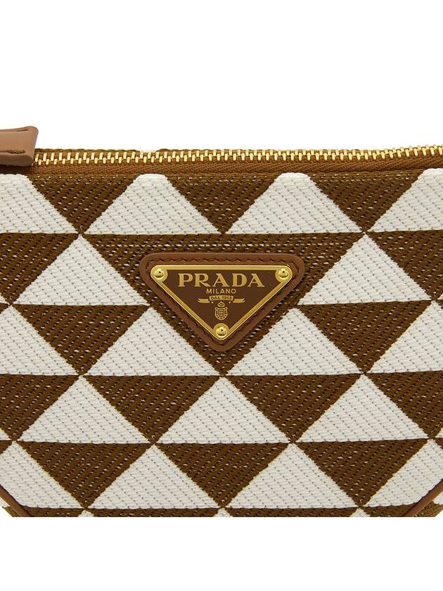 Embroidered Jacquard Fabric Mini Bag Beige Brown - PRADA - BALAAN 9