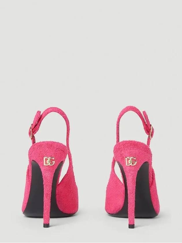 Logo Fleece Slingback Heel Pink - DOLCE&GABBANA - BALAAN 5