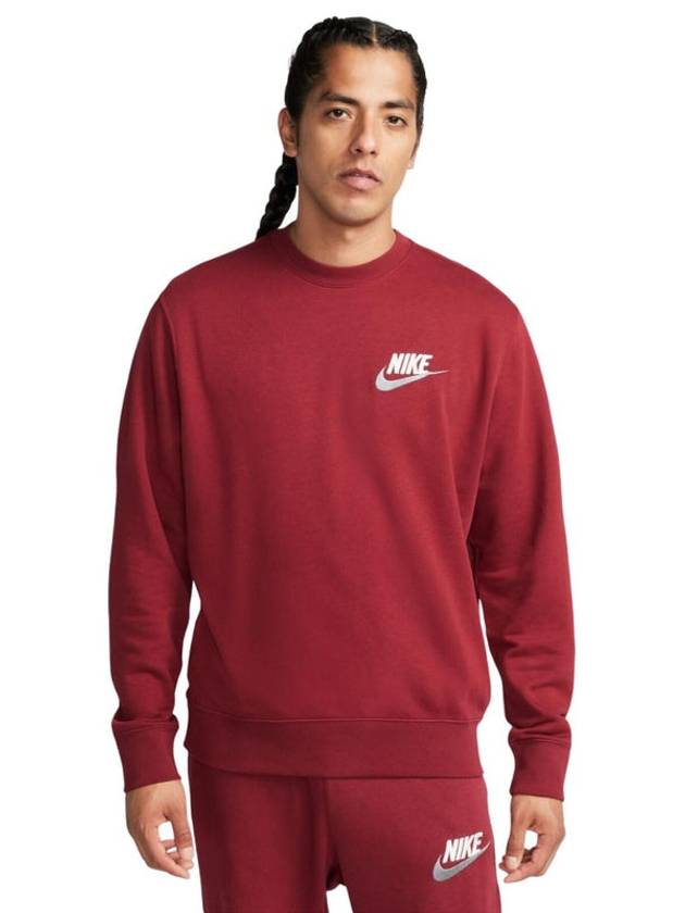 Men's Club French Terry Crew Long Sleeve T-Shirt Red - NIKE - BALAAN 2