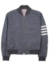 Diagonal Striped Knit Rib Blouson Bomber Jacket Grey - THOM BROWNE - BALAAN 2