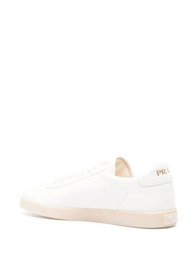 Triangle Logo Lane Leather Low-Top Sneakers Ivory - PRADA - BALAAN 5