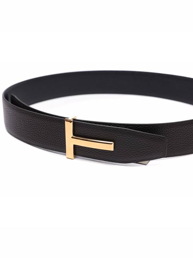 T Buckle Reversible Leather Belt Black Brown - TOM FORD - BALAAN 4