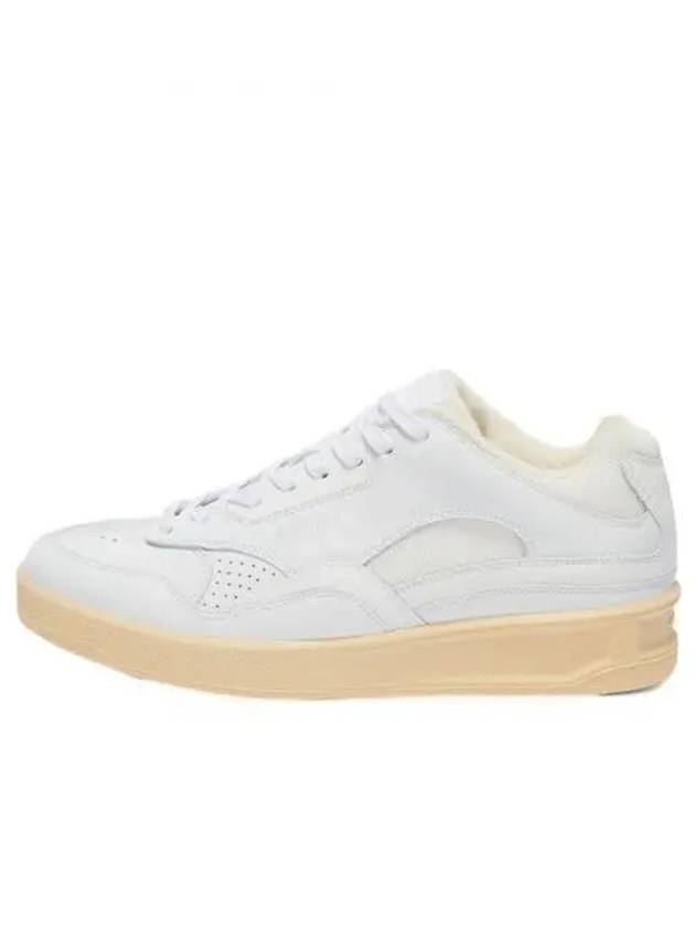 Men's Logo Leather Low Top Sneakers White - JIL SANDER - BALAAN 2