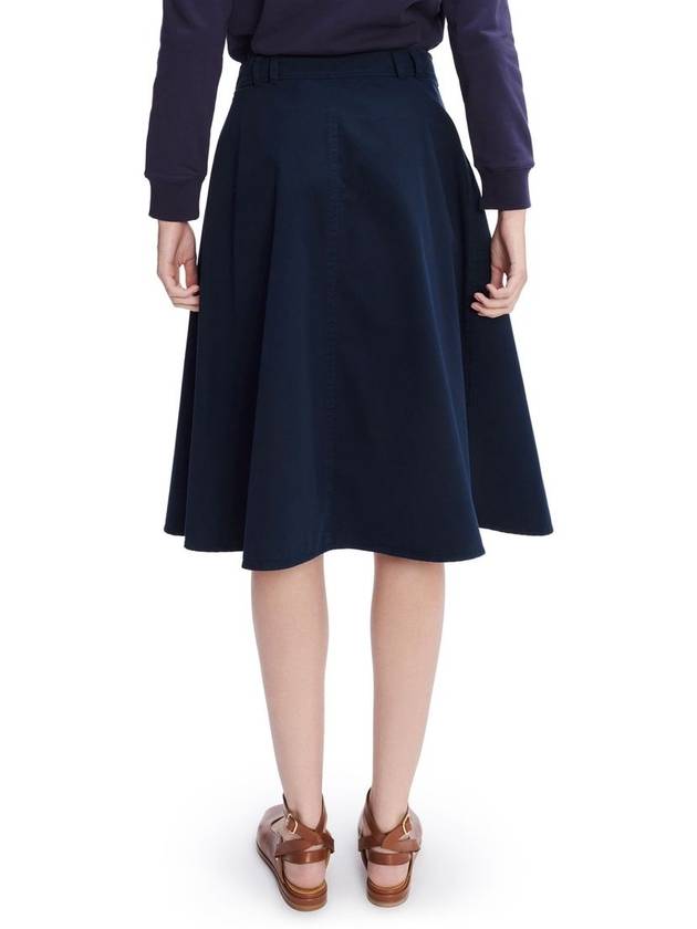 Jamie Mid Waist Cotton A-Line Skirt Dark Navy - A.P.C. - BALAAN 6