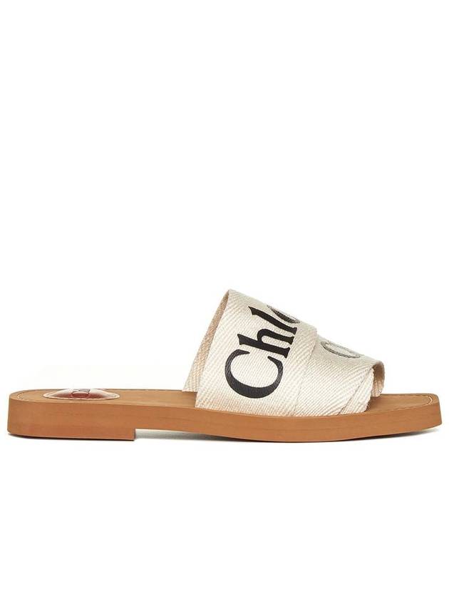 Woody Logo Flat Mule Slippers White - CHLOE - BALAAN 2