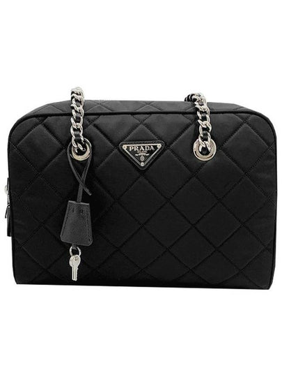 Prada Pocono Nylon Quilted Chain Shoulder Bag Black - PRADA - BALAAN 2