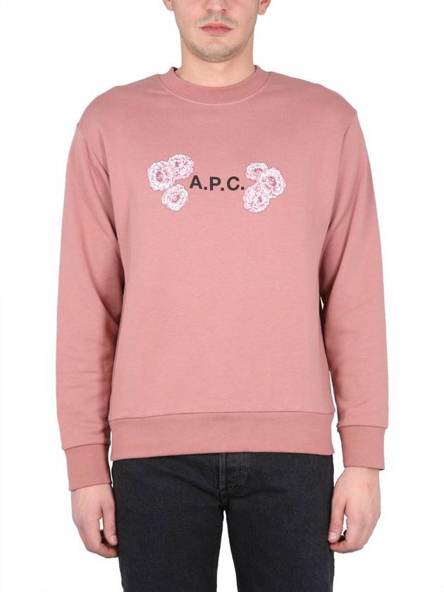 Flower Logo Sweatshirt Pink - A.P.C. - BALAAN 7