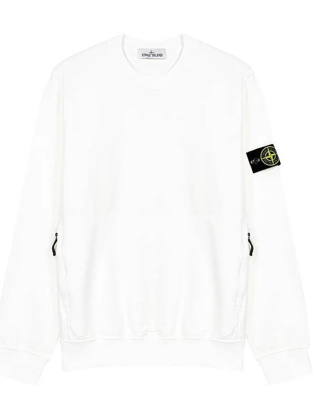 Waffen Patch Cotton Stretch Fleece Sweatshirt White - STONE ISLAND - BALAAN 3