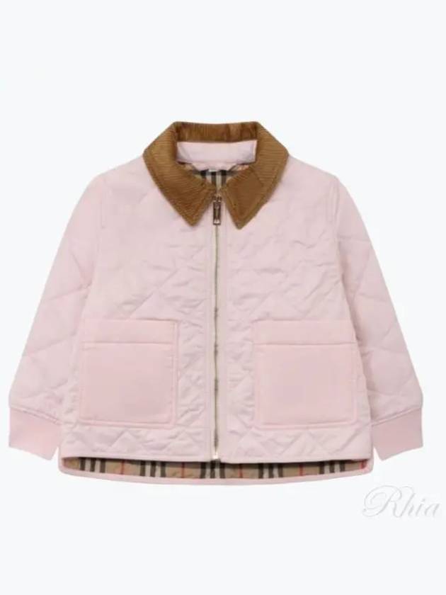 Kids Corduroy Collar Diamond Quilted Jacket Frosty Pink - BURBERRY - BALAAN 2