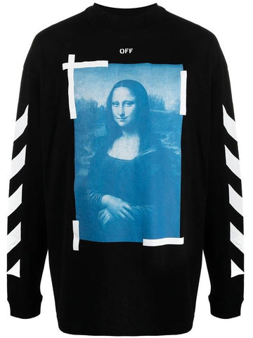 Mona Lisa Mock Neck Long Sleeve T-Shirt Black - OFF WHITE - BALAAN.