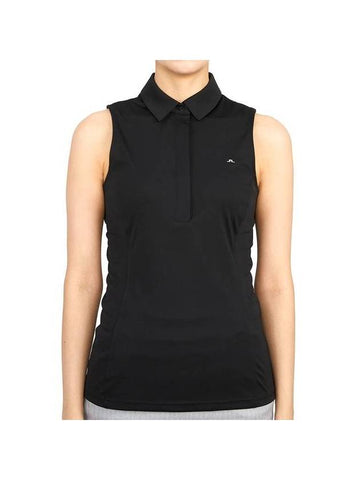 Women's DENA Logo Sleeveless PK Shirt Black - J.LINDEBERG - BALAAN 1