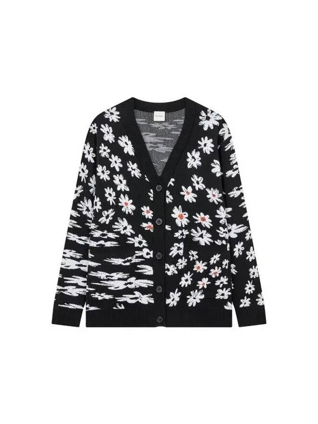 30 9 29 Women s Flower Pattern Button Up Cardigan Black - PAUL SMITH - BALAAN 1