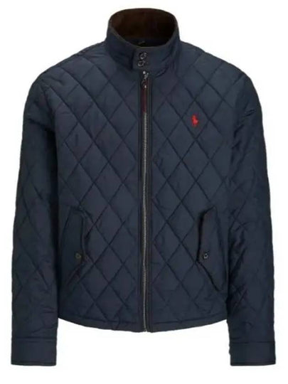 Diamond Quilted Zip Up Jacket Navy - POLO RALPH LAUREN - BALAAN 2