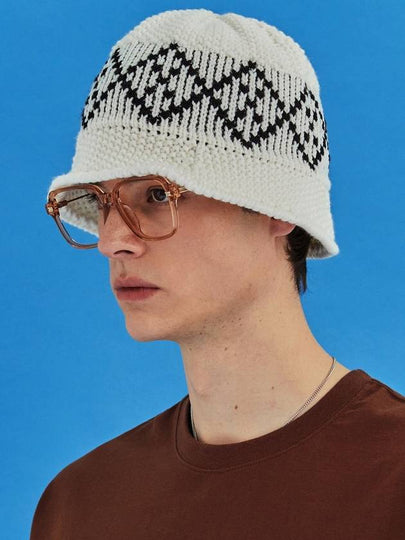 Argyle beanie bucket hat ivory - UNALLOYED - BALAAN 2