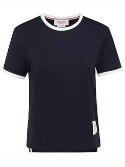 Asymmetric Hem Short Sleeve T-Shirt Navy - THOM BROWNE - BALAAN 2