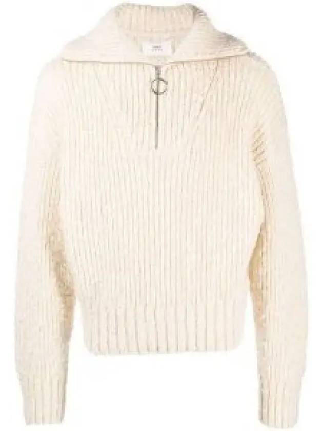 Women s Half Zipper Knit Ivory UKS633 KN0022 185 1181644 - AMI - BALAAN 1