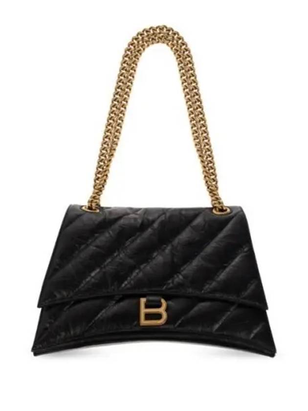 Quilted Crush Medium Chain Shoulder Bag Black - BALENCIAGA - BALAAN 2