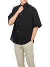 Embroidered Logo Short Sleeve Shirt Black - AMI - BALAAN 5