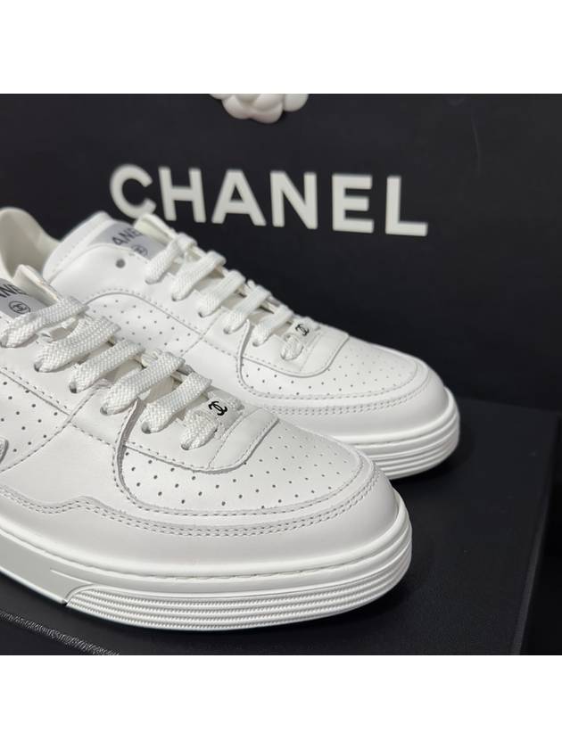 CC Logo Calfskin Low Top Sneakers White - CHANEL - BALAAN 10