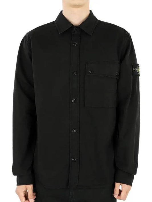 Men's Wappen Patch Long Sleeve Shirt Black - STONE ISLAND - BALAAN 2