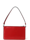 triangle logo brushed leather mini bag red - PRADA - BALAAN.