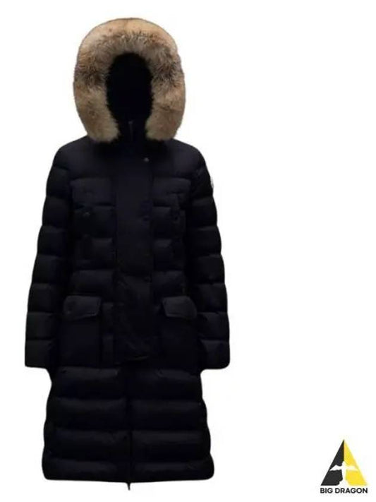 Women s Chloe fur hood long down padding black navy 1C51B02 68065 - MONCLER - BALAAN 1