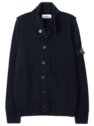 Lambswool zip up button knit cardigan regular fit - STONE ISLAND - BALAAN 1