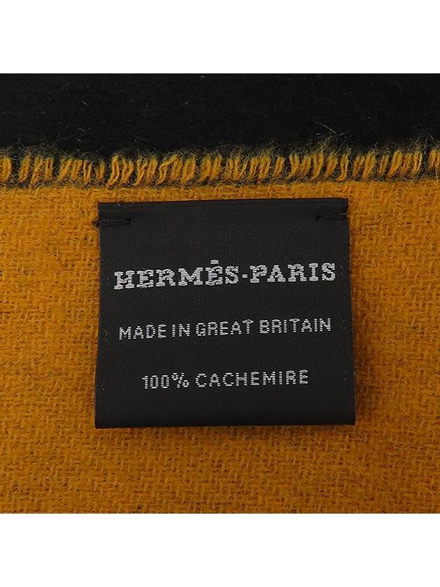 Hermes H259084S Noir Ocre Double Face 100 Cashmere Stole Muffler - HERMES - BALAAN 3