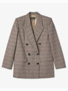 Nevim Check Double Breasted Blazer Jacket Beige - ISABEL MARANT - BALAAN 2