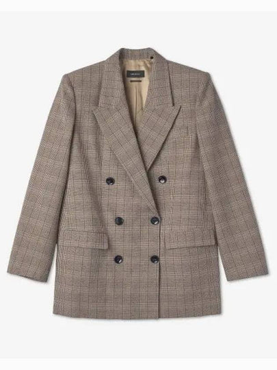 Nevim Check Double Breasted Blazer Jacket Beige - ISABEL MARANT - BALAAN 2