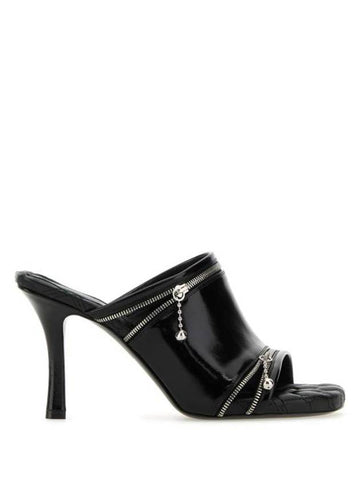 Peep Stiletto Heel Leather Mule Black - BURBERRY - BALAAN 1