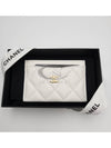 Gold CC Logo Leather Card Wallet White - CHANEL - BALAAN 3