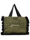 Embroidered Logo Knit Tote Bag Black Green - GANNI - BALAAN 2